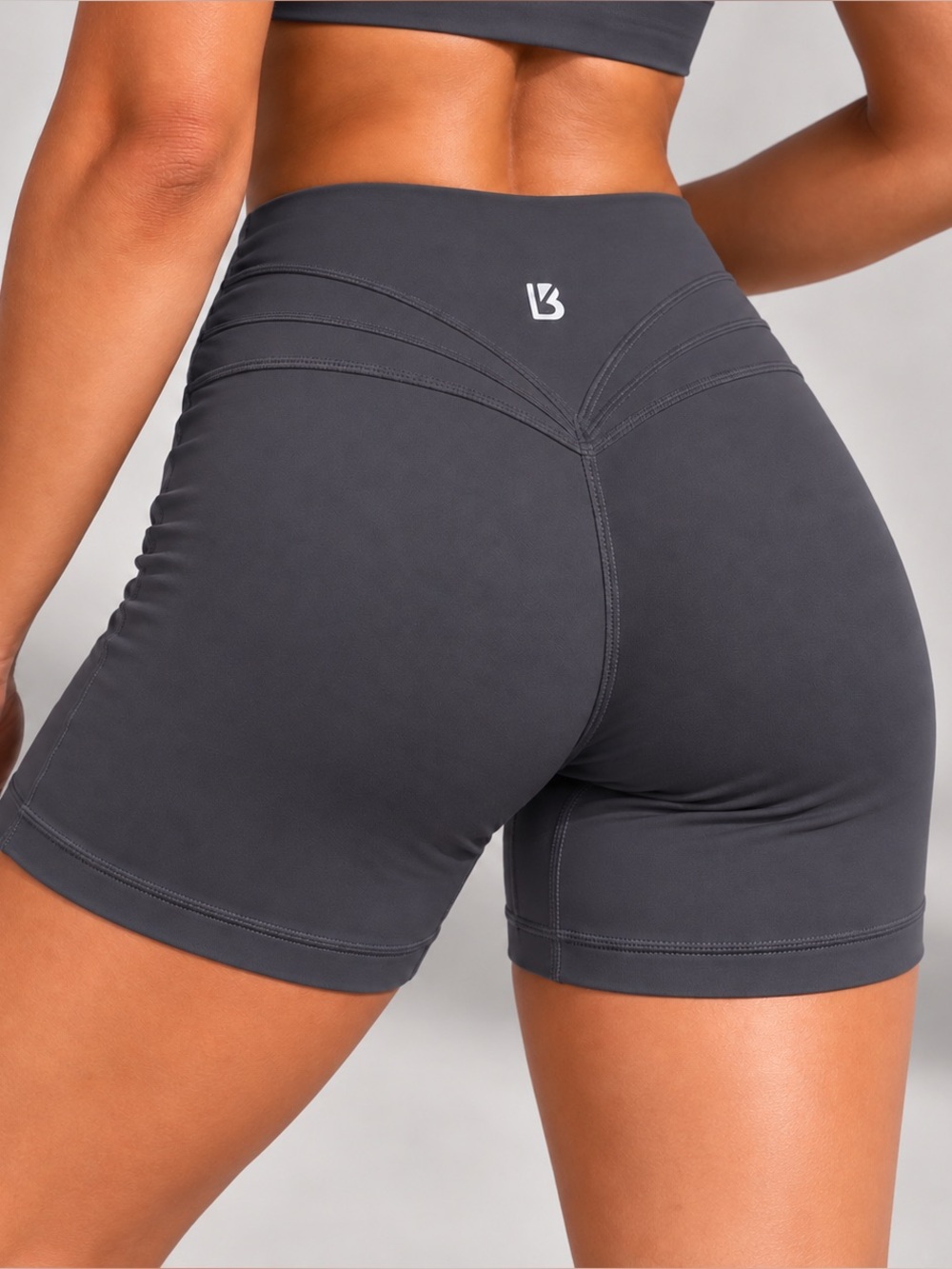 BuffBunny Collection High Rise Biker Shorts Charcoal Gray Size Medium 7”